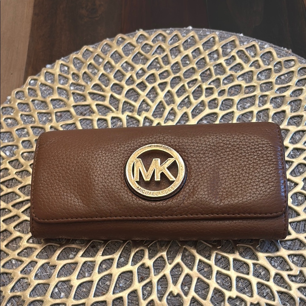 Michael Kors Brown Wallet with Gold Logo
